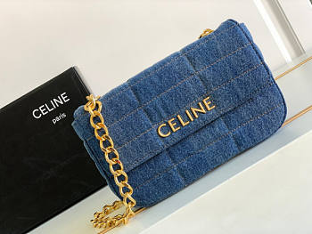 Celine Chain Shoulder Bag Matelasse Monochrome Denim 24x15x5cm