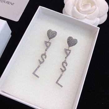 YSL Heart Crystal Earrings