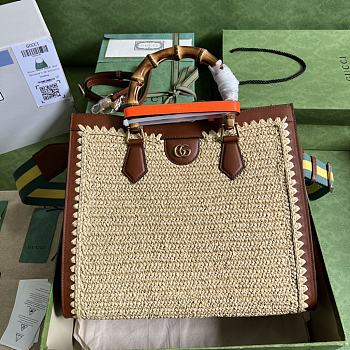 Gucci Diana Medium Tote Bag Raffia 35x30x14cm