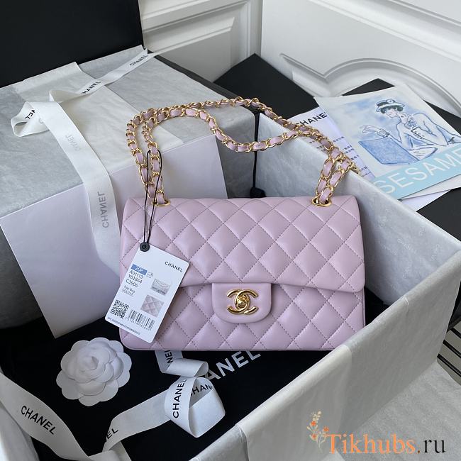 Chanel Flap Bag Lambskin Light Pink Gold 23cm - 1