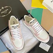 Prada District Perforated Leather Sneakers White Pink  - 3