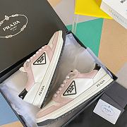 Prada District Perforated Leather Sneakers White Pink  - 4