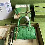 Gucci Matelassé Leather Top Handle Bag Green 19x13x11cm - 1