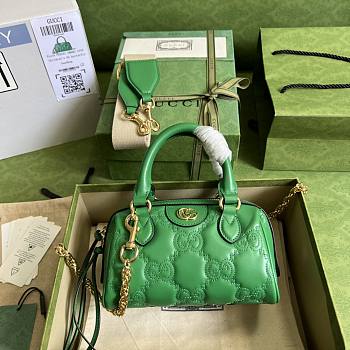 Gucci Matelassé Leather Top Handle Bag Green 19x13x11cm