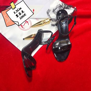Christian Louboutin Lip Queen Patent Red Sole Sandals Heel 8.5cm
