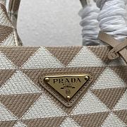 Prada Small Symbole Embroidered Fabric Handbag Beige 28x22x9cm - 4