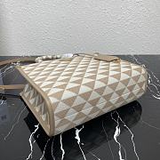 Prada Small Symbole Embroidered Fabric Handbag Beige 28x22x9cm - 3