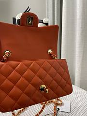 Chanel Small Flap Bag Lambskin Orange Gold 20cm - 3