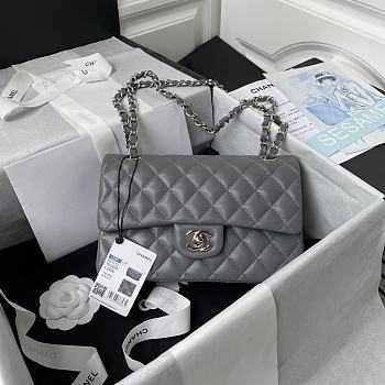Chanel Flap Bag Lambskin Gray Silver 23cm