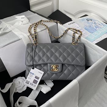 Chanel Flap Bag Lambskin Gray Gold 23cm