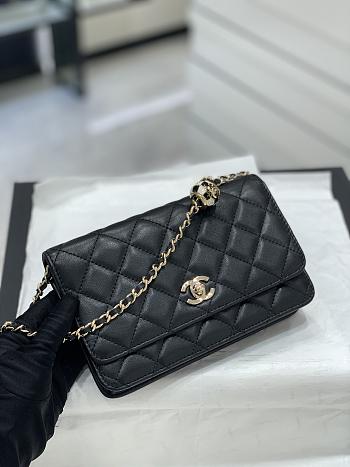 Chanel Woc Wallet 23 Black Gold Lambskin 19x3.5x12cm