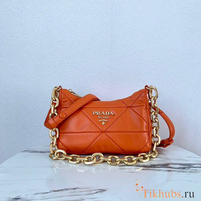 Prada System Nappa Leather Patchwork Bag Orange 24x18.5x9cm - 1