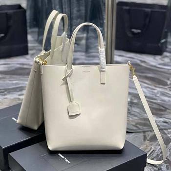 YSL Shopping Toy in Supple Leather White Gold 25x28x8cm