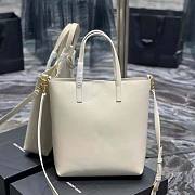 YSL Shopping Toy in Supple Leather White Gold 25x28x8cm - 5