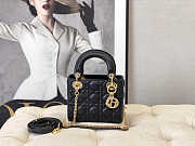 Dior Mini Lady Bag Black Lambskin Gold 17cm - 1