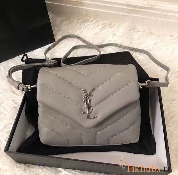 YSL Mini LouLou Toy Bag Grey Silver 20x4x14cm - 1