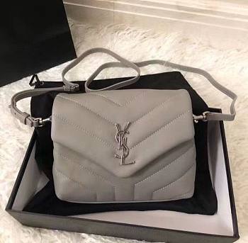 YSL Mini LouLou Toy Bag Grey Silver 20x4x14cm