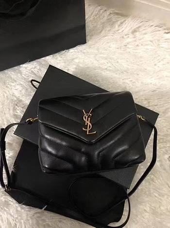 YSL Mini LouLou Toy Bag Black Gold 20x4x14cm