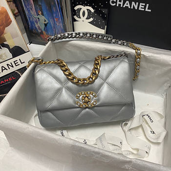Chanel 19 Flap Bag Silver Gold Hardware 26cm