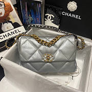 Chanel Large 19 Flap Bag Silver Gold Hardware 30cm - 1