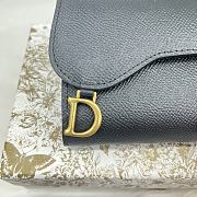 Dior Saddle Lotus Wallet Black Grained Calfskin 10x9x2.5cm - 3