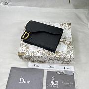 Dior Saddle Flap Card Holder Black 11.5x8x2cm - 1