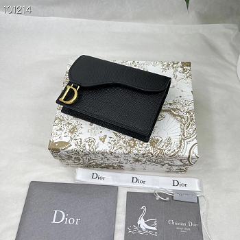 Dior Saddle Flap Card Holder Black 11.5x8x2cm