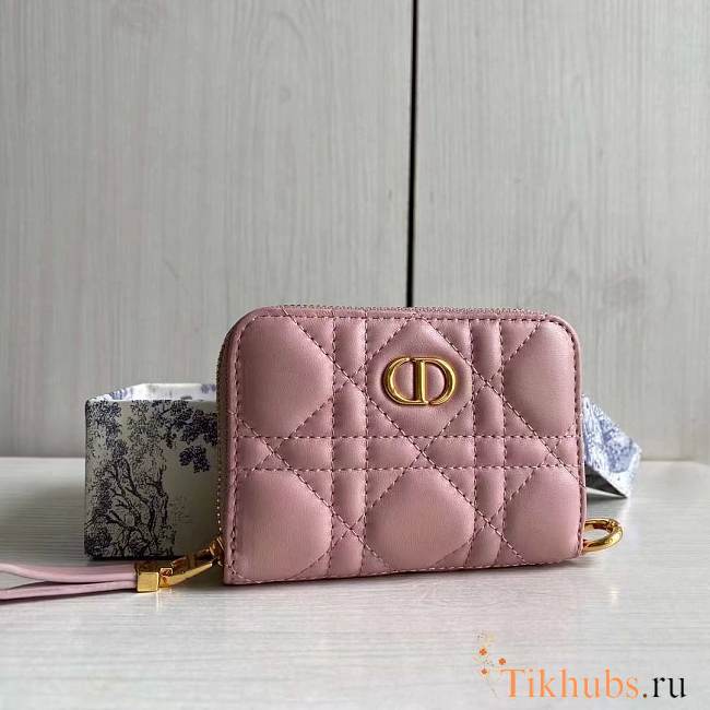 Dior Caro Detachable Card Holder Pink 12 x 8.5 cm - 1