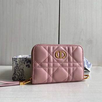 Dior Caro Detachable Card Holder Pink 12 x 8.5 cm