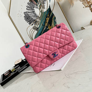 Chanel Medium Classic Flap Bag Pink With Yellow 25cm