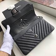 Chanel Medium Flap Bag Chevron Black Caviar Silver 25cm - 3