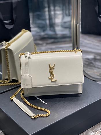 YSL Sunset Medium Patent White Gold 22x8x16cm