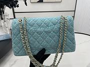 Chanel Rectangular Flap Bag Blue Tweed Light Gold Hardware 25cm - 3