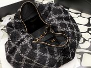 Chanel Maxi Hobo Bag Wool Tweed Black & Gray 50x33x24cm - 5