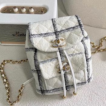Chanel Backpack White Gold 21x24x10cm