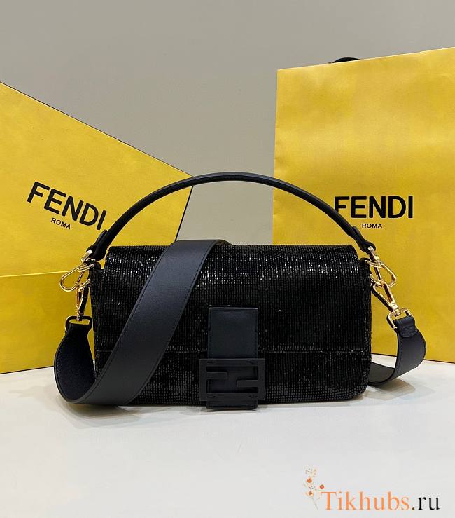 Fendi Baguette Re-Edition Bag Black Beads 27x15x6cm - 1