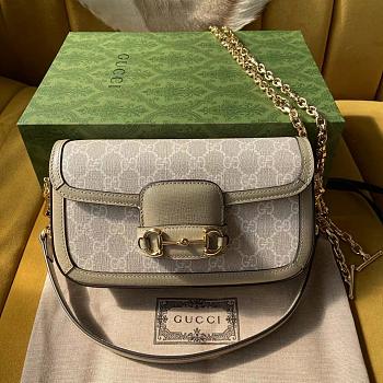 Gucci Horsebit 1955 Shoulder Bag Beige White 24x13x5cm