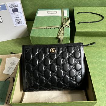 Gucci GG Matelassé Pouch Black 27x21x7cm