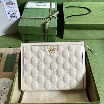 Gucci GG Matelassé Pouch White 27x21x7cm