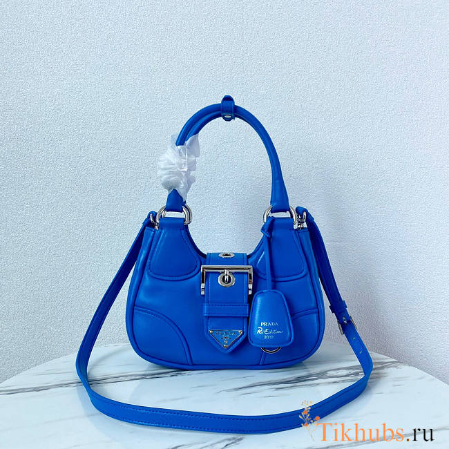 Prada Moon Padded Nappa-Leather Bag Blue 22.5x16x7.5cm - 1