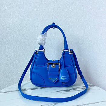 Prada Moon Padded Nappa-Leather Bag Blue 22.5x16x7.5cm