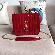 YSL Vicky Patent Red Shoulder Bag 25cm - 1