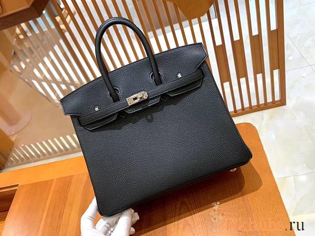 Hermes Birkin 25 Black Togo Leather Silver Hardware 25x20x13cm - 1