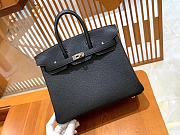 Hermes Birkin 25 Black Togo Leather Silver Hardware 25x20x13cm - 1