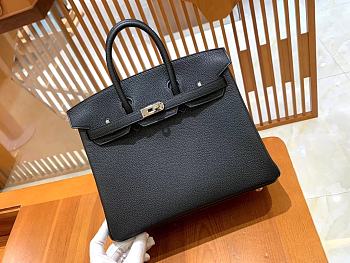 Hermes Birkin 25 Black Togo Leather Silver Hardware 25x20x13cm