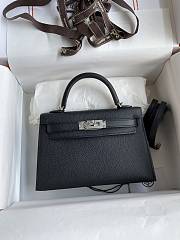 Hermes Kelly Black Silver Epsom 19cm - 1