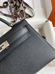 Hermes Kelly Black Silver Epsom 19cm - 5