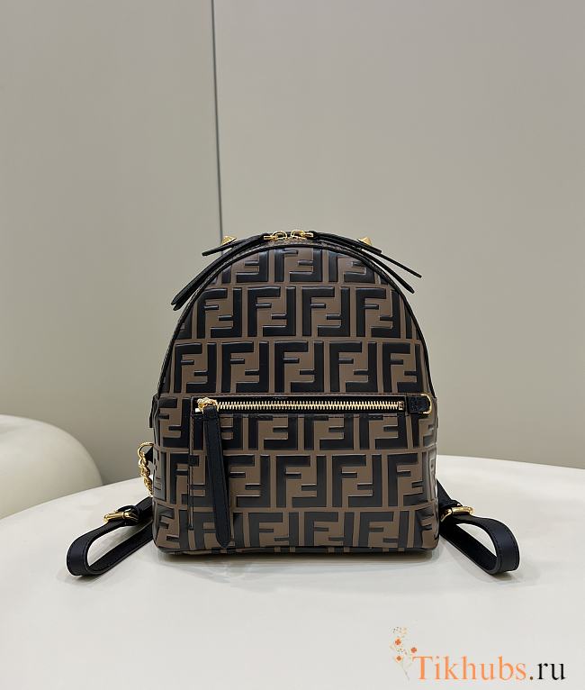 Fendi Mini Backpack Brown Leather 25x21x10cm - 1