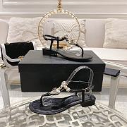 Chanel Sandals Black Metal, Strass & Imitation Pearls - 5