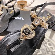 Chanel Sandals Black Metal, Strass & Imitation Pearls - 2